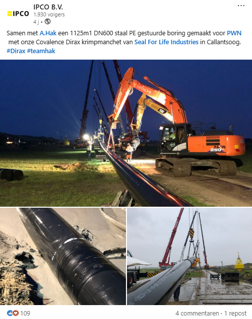 LinkedIn post van Ipco waarbij krimpmanchetten in de praktijk worden gebruikt